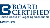 Family law board certified by the Texas Board of Legal Specialization logo