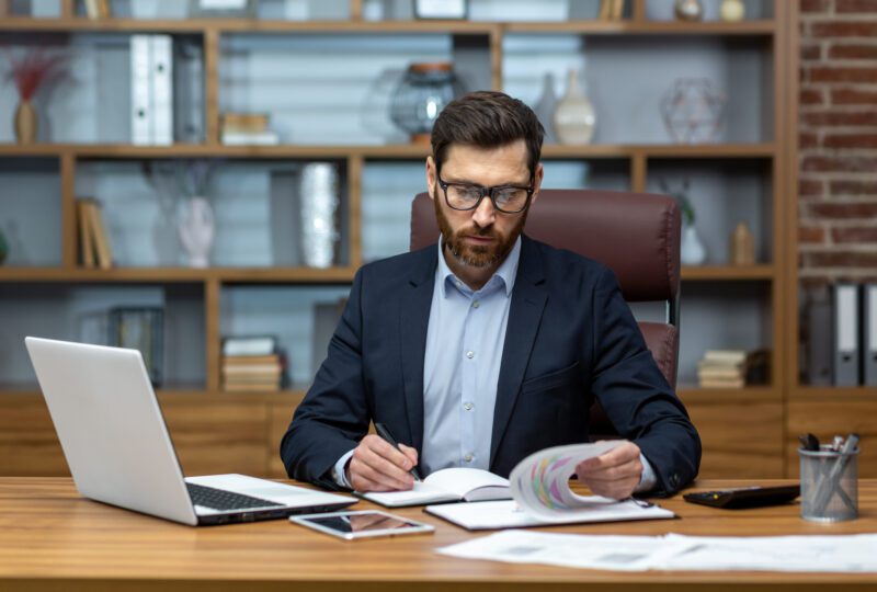 attorney reviewing reports
