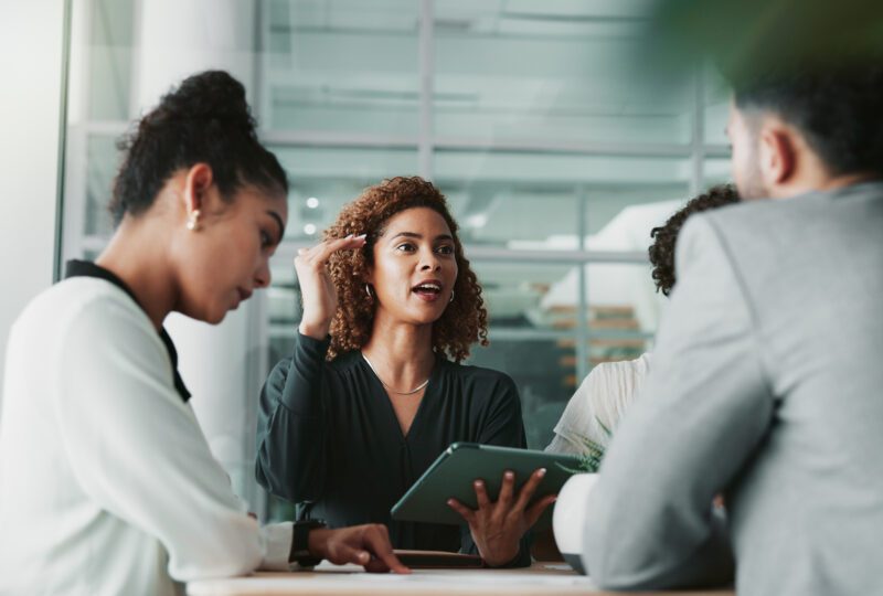 lawyers and their clients in a joint meeting