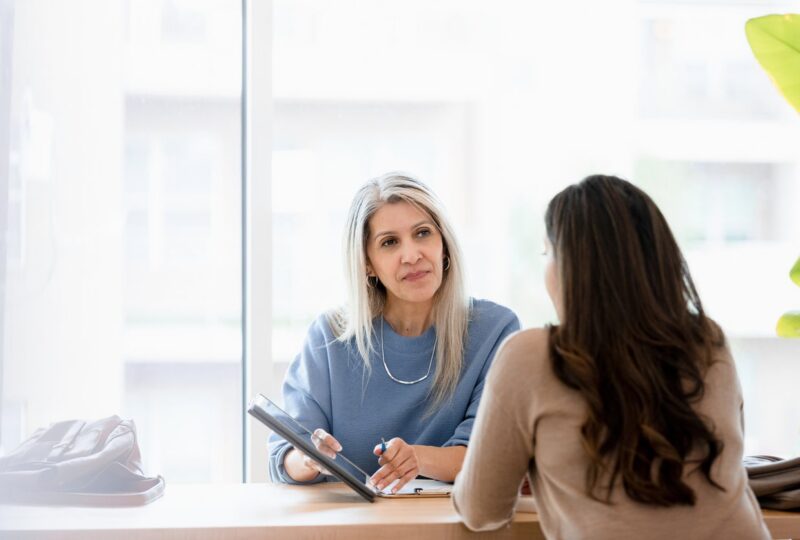 attorney having initial divorce consultation with client